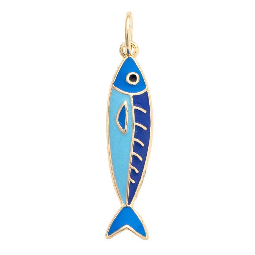 Blue Sardine Fish Charm